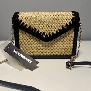 NWT Like Dreams Brooke Embroidered Straw Crossbody